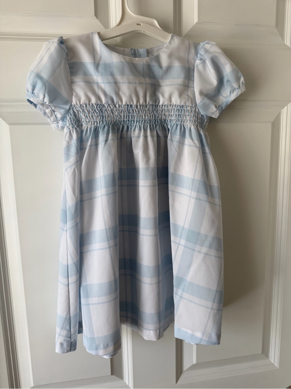 Ruffle Butts Blue and White Plaid Smocked Dress